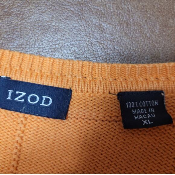 1990s Izod Sweater Mens XL Bright Orange Cotton Knit Vintage Y2K Retro Dadcore - Picture 5 of 10
